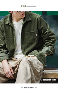 Men’s Corduroy Long Sleeve Casual Slim Fit Shirt