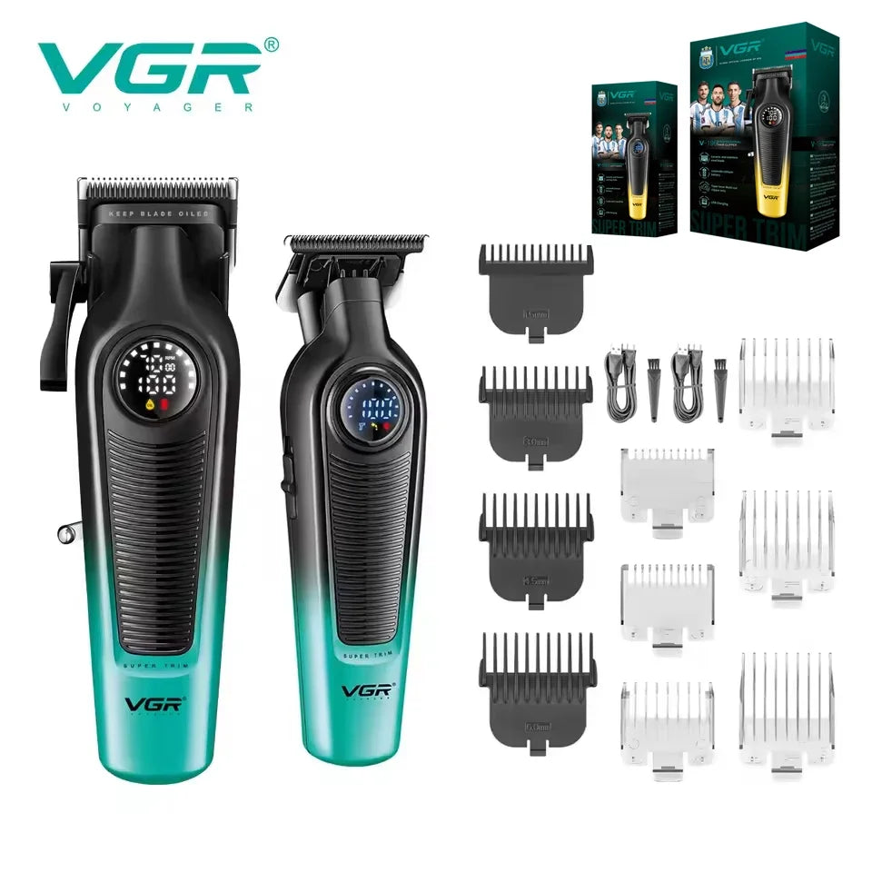 VGR V-996 Trimmer for Men DLC T-Blade LED Display Cordless USB Oil Head Professional Hair Clipper Finishing Machine Haircut