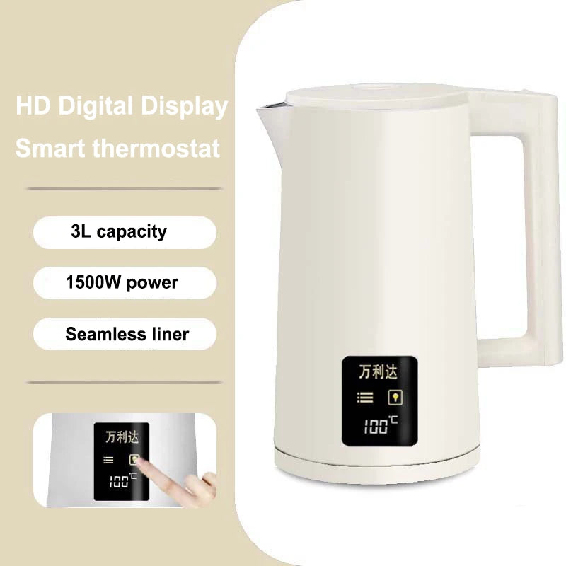 1500W 3L LED Digital Display Stainless Steel Kettle