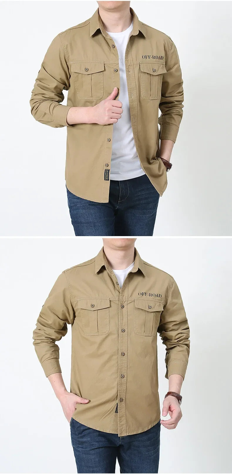 Men’s Outdoor Cotton Work Shirt – Multi-Pocket Safari Style
