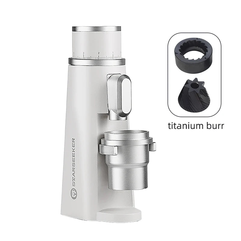 STARSEEKER EDGE Stainless Steel Burr Coffee Grinder 48MM Espresso Stepless Fineness Adjustment Electric Coffee Grinders Black