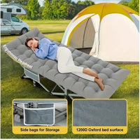75 -inch large folding sports outdoor bed, stadium bed with double -sided mattress, portable foldable guest bed.
