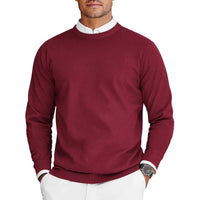 Men’s Crew Neck Knit Sweater – Solid Color Pullover