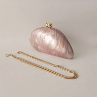 Marble Acrylic Evening Clutch Bag with Diamond Chain