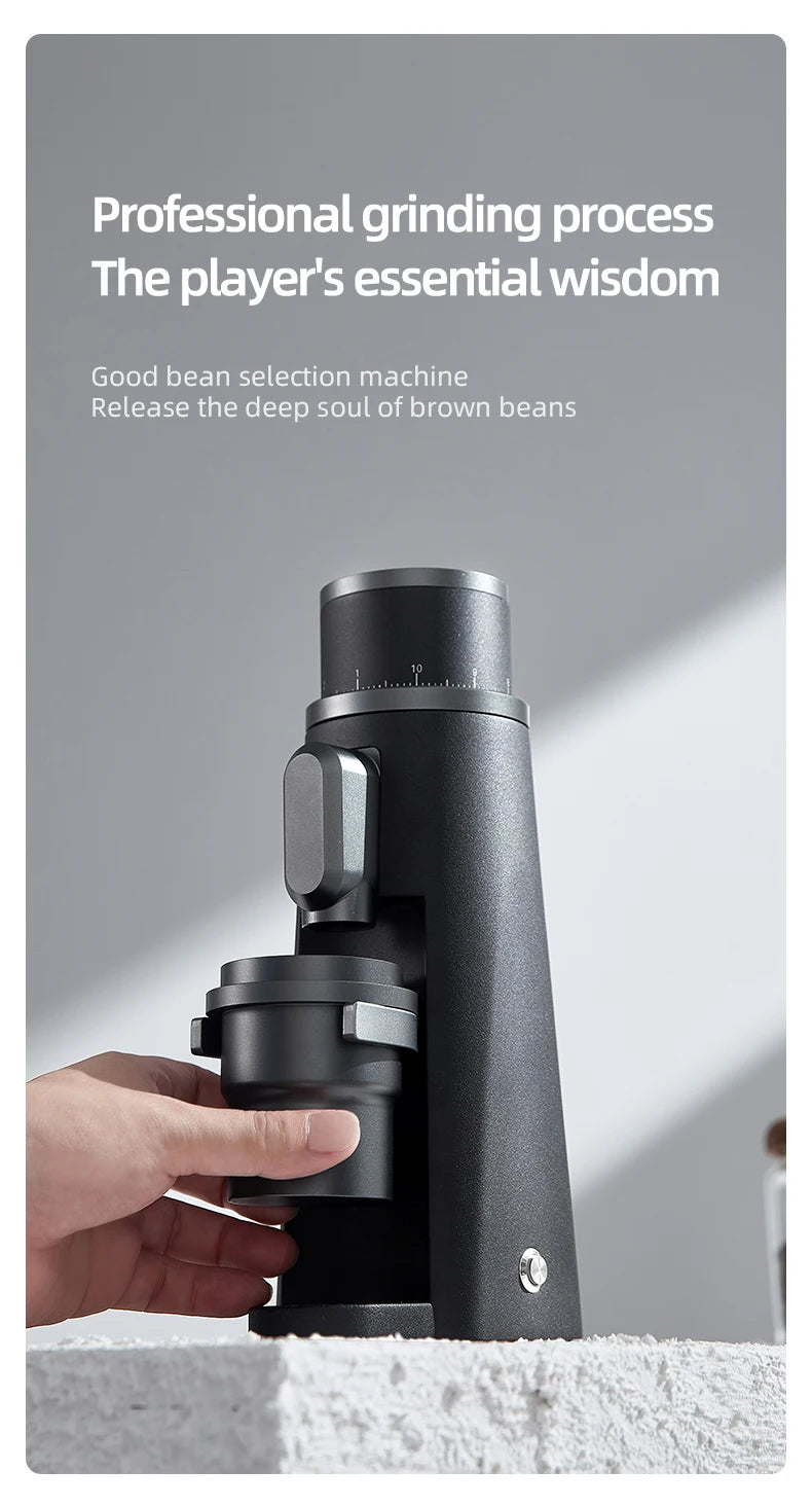 STARSEEKER EDGE Stainless Steel Burr Coffee Grinder 48MM Espresso Stepless Fineness Adjustment Electric Coffee Grinders Black