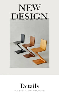 Zigzag Wood Chair Imitation Medieval Designer Z-shaped Dining Chair Creative Backrest Stool Home Nordic Chair for Bedroom