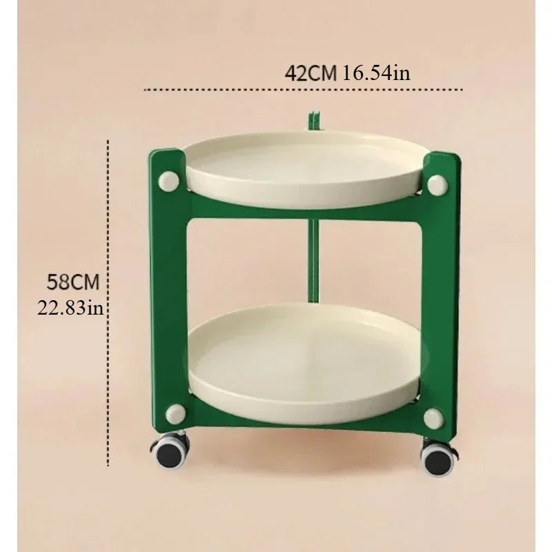 Nordic Movable Coffee Table with Wheels & Storage Rack