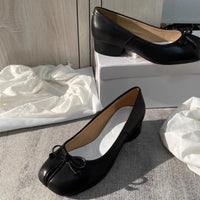 Women’s Split Toe Leather Pumps – Square Toe Heels