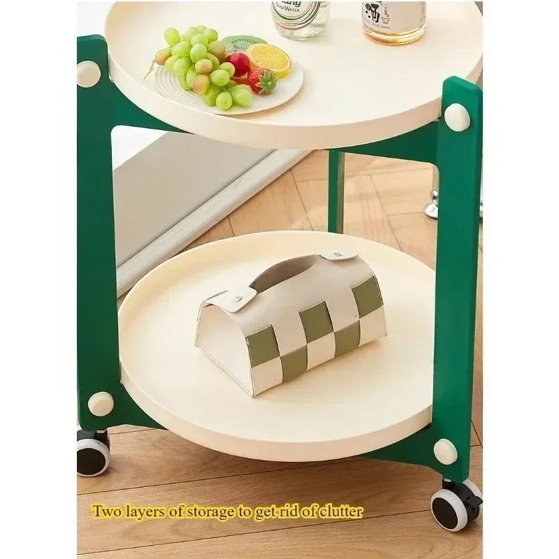 Nordic Movable Coffee Table with Wheels & Storage Rack