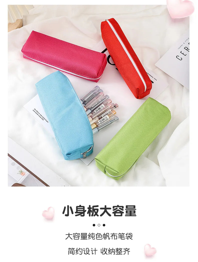 Simple Pencil Case School Supplies Pencil Cases Solid Color School Stationery Pencil Pouch Back To School