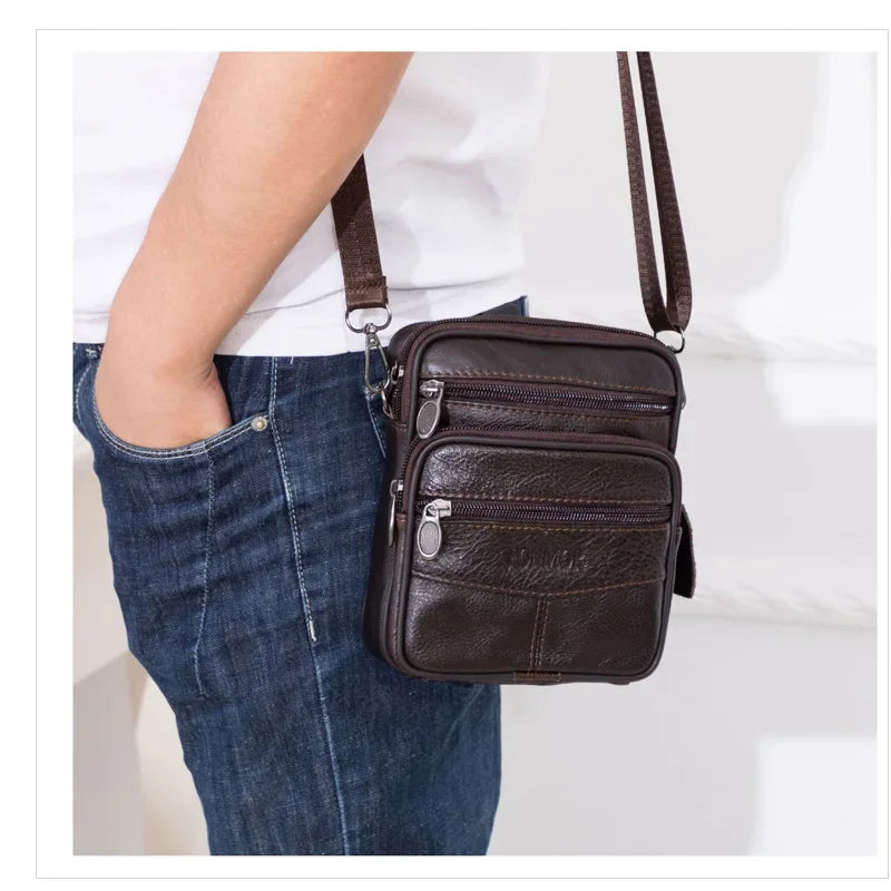 Retro Genuine Leather Men’s Crossbody Shoulder Belt Bag