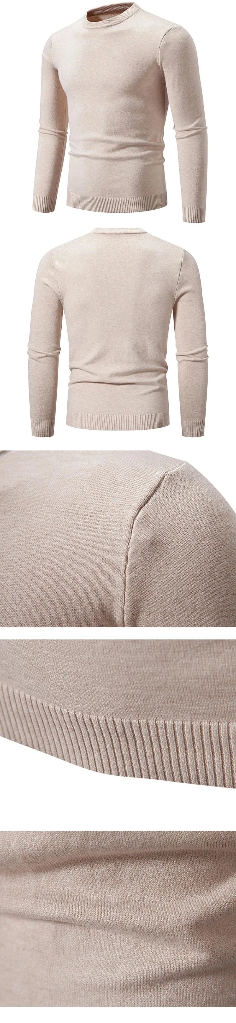 Men’s Crew Neck Knit Sweater – Solid Color Pullover