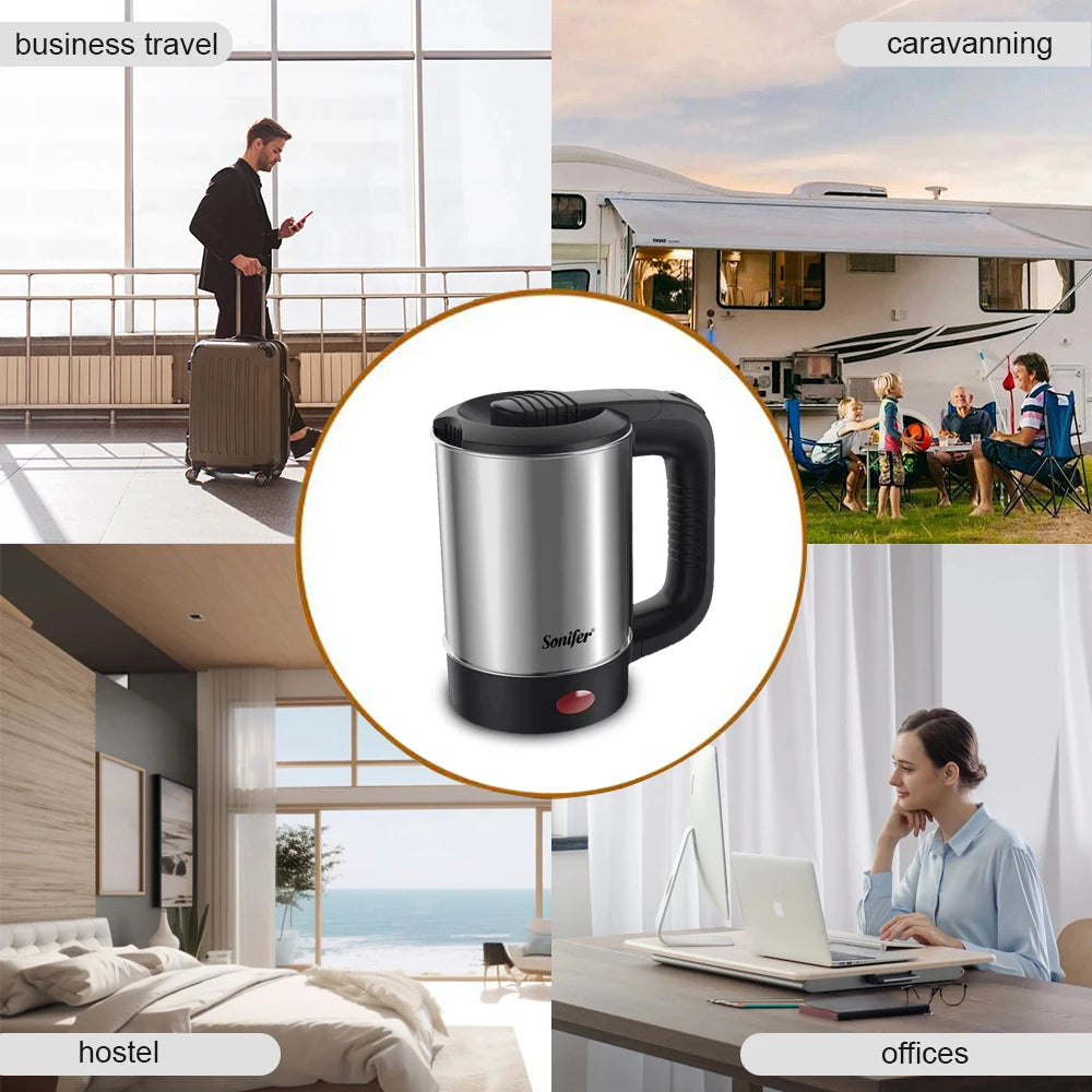 Portable Travel Electric Kettle, Mini Tea/Coffee Pot,Compact & Durable. Perfect for Travel
