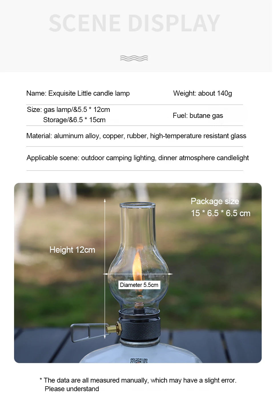 Portable Camping Gas Lamp Outdoor Candle Light for Hiking