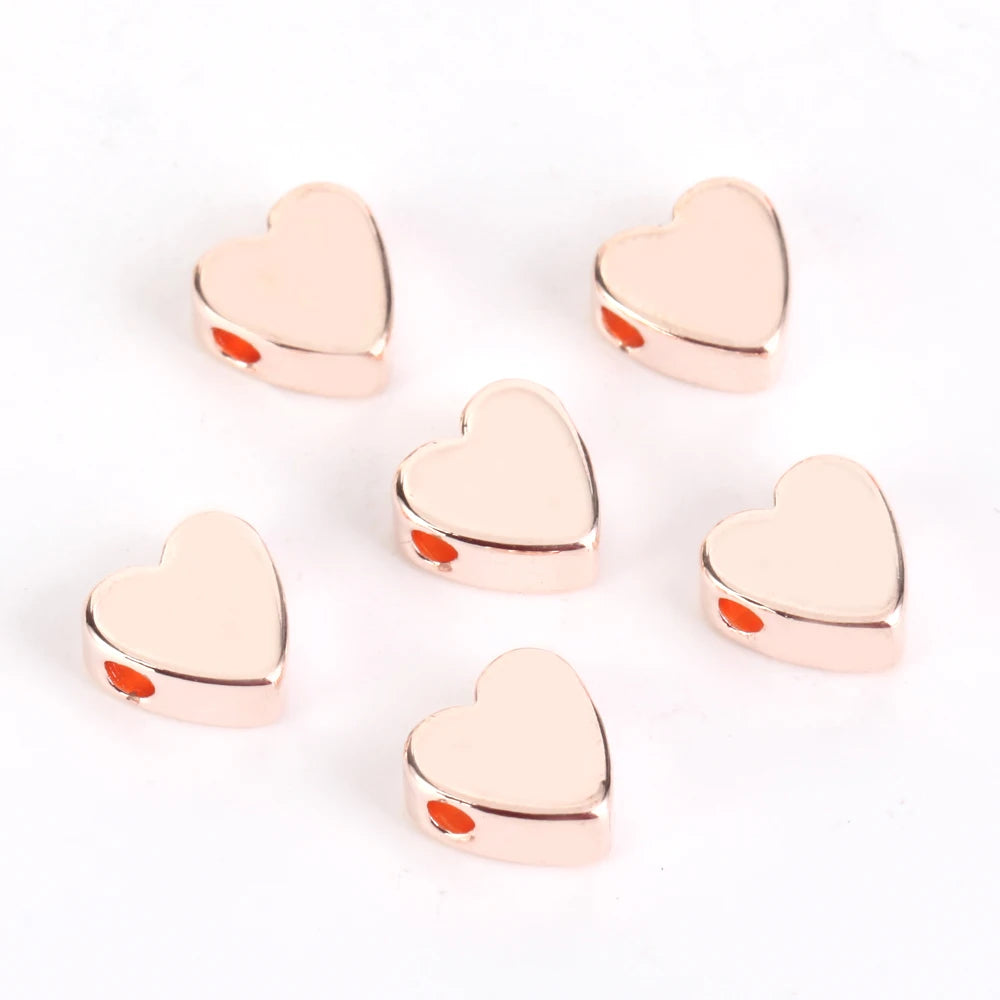 30pcs Gold & Silver Heart Spacer Beads