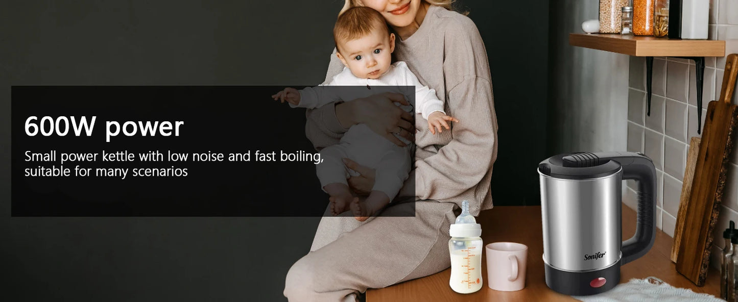 Portable Travel Electric Kettle, Mini Tea/Coffee Pot,Compact & Durable. Perfect for Travel