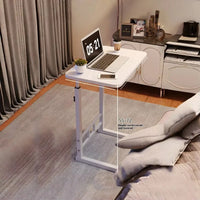 Simple Double-Layer Small Office Desk Floor Standing Simplicity Bedside Desk Adjustable Height Side Mobile Laptop Computer Table