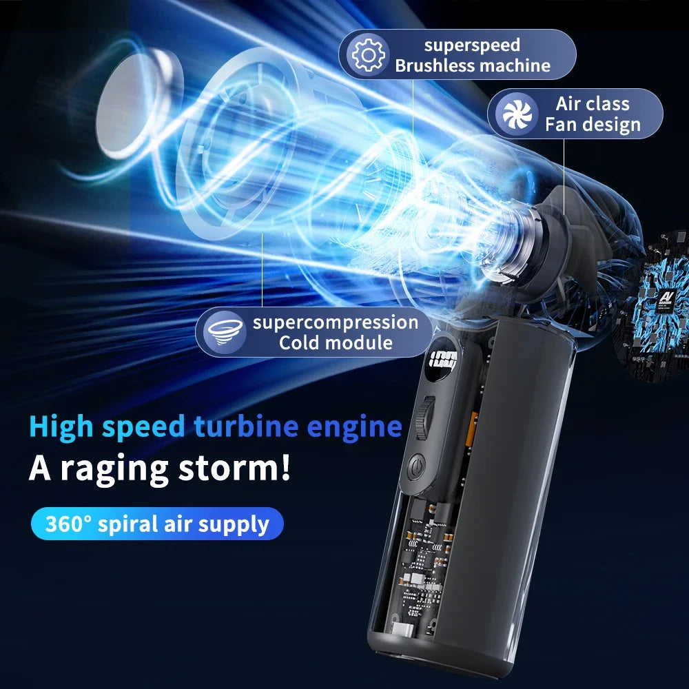 Turbos Chilled Ice Sensation Cold Fan 3000mAh Rechargeable Mini Turbos Fan 100 Speeds Outdoor Protable Handheld Air Cooling Fan