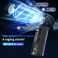 Turbos Chilled Ice Sensation Cold Fan 3000mAh Rechargeable Mini Turbos Fan 100 Speeds Outdoor Protable Handheld Air Cooling Fan