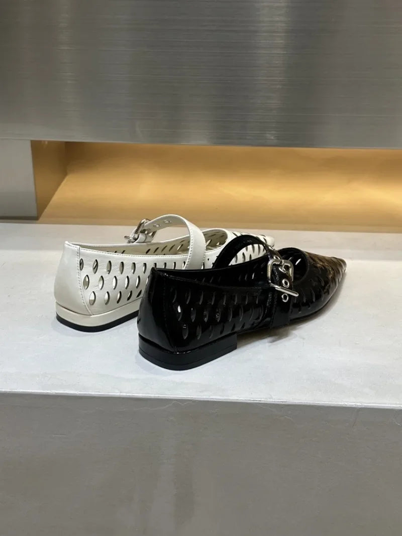 Women Sandals Pointed Toe  Flats Hollow Loafers Shoes