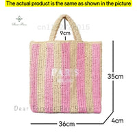Women's Summer Beach Straw Style Tote Bag Handwoven Large Capacity Luxury Designer Travel Handbags Casual Portable Shoulder Bags