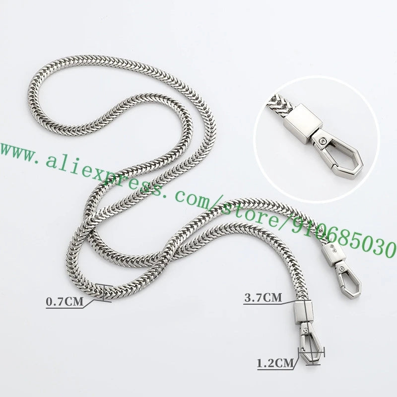 Polished Shine Stainless Metal Chain Shoulder Strap For Designer Lady Handbag Women Bag Purse Pochette Golden Silvery