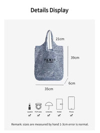 Women's Summer Beach Straw Style Tote Bag Handwoven Large Capacity Luxury Designer Travel Handbags Casual Portable Shoulder Bags