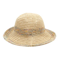 Rainbow woven women's sunscreen hat summer Japanese straw hat  protective fashion, breathable hollow beach sun hat