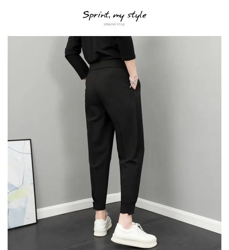 Men High Waist Casual Loose Spring Summer Pants