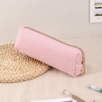 Solid Color Pencil Case Estuche Escolar Pencils Cases Trousse Corduroy Pen Case Stationery Simple School Supplies Pencil Pouch