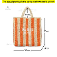 Women's Summer Beach Straw Style Tote Bag Handwoven Large Capacity Luxury Designer Travel Handbags Casual Portable Shoulder Bags