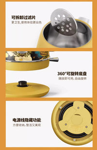 Retro Handmade Decals Automatic Electric Kettle Water Boiler 304Stainless Steel Thermometer Anti-Dry 1800w 1.8L