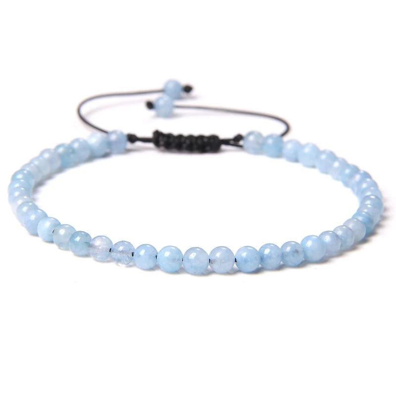 4MM Natural Stone Beaded Bracelet – Adjustable Unisex Quartz