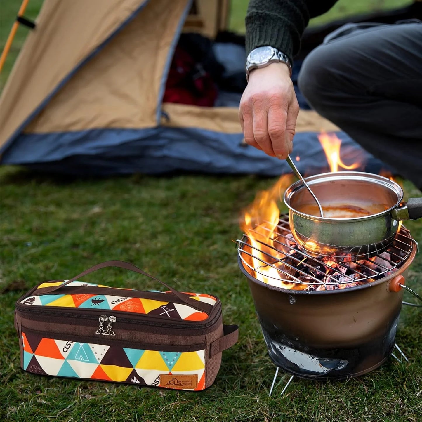 Camping Cooking Utensils Storage Bag Portable BBQ Travel Kitchen Toolkit