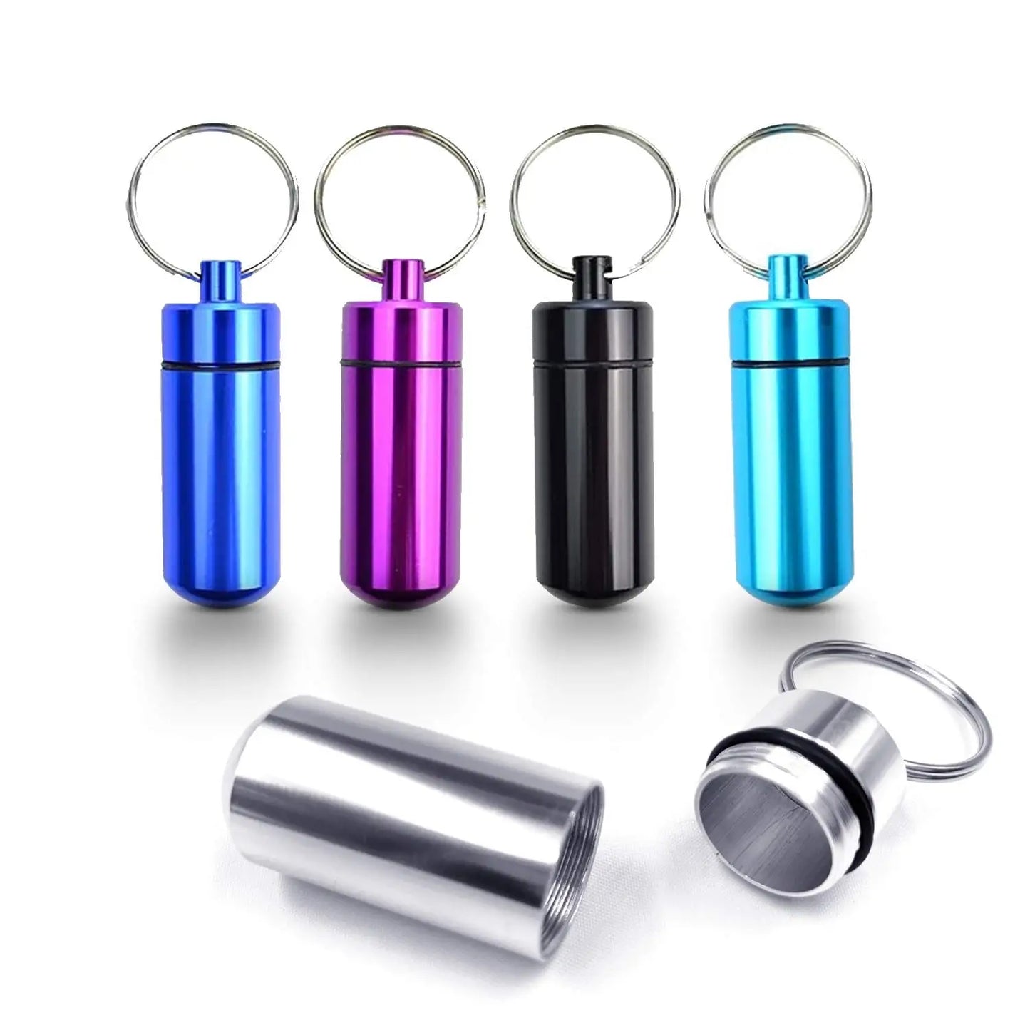 Waterproof Aluminum Pill Holder – Keychain Storage Container