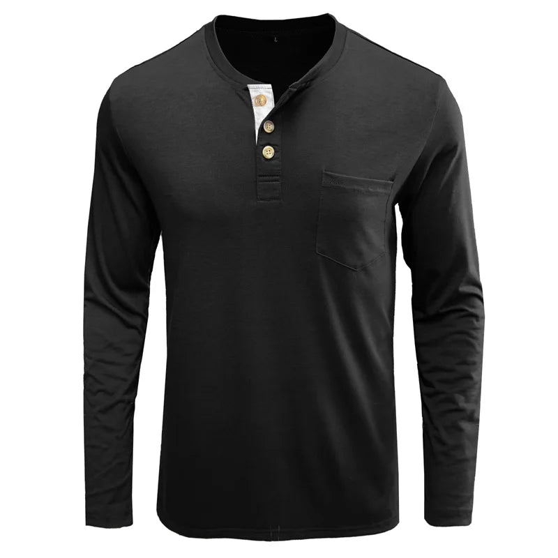 Men’s Casual Long Sleeve Elastic T-Shirt