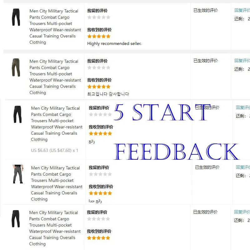 Men’s Waterproof Cargo Pants Multi-Pocket Training Trousers