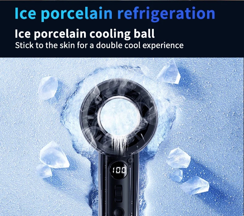 Turbos Chilled Ice Sensation Cold Fan 3000mAh Rechargeable Mini Turbos Fan 100 Speeds Outdoor Protable Handheld Air Cooling Fan