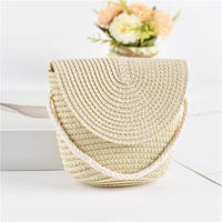Girls’ Woven Straw Crossbody Shoulder Messenger Bag