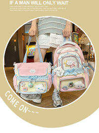 Large Capaci Children's School Bag Set for Girls Primary And Middle School Double oulder Bapa Sweet College Sle