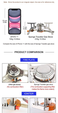 KIQUNE Portable Camping Gas Stove 3500W Outdoor Cooking