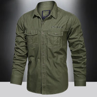 Men’s Outdoor Cotton Work Shirt – Multi-Pocket Safari Style