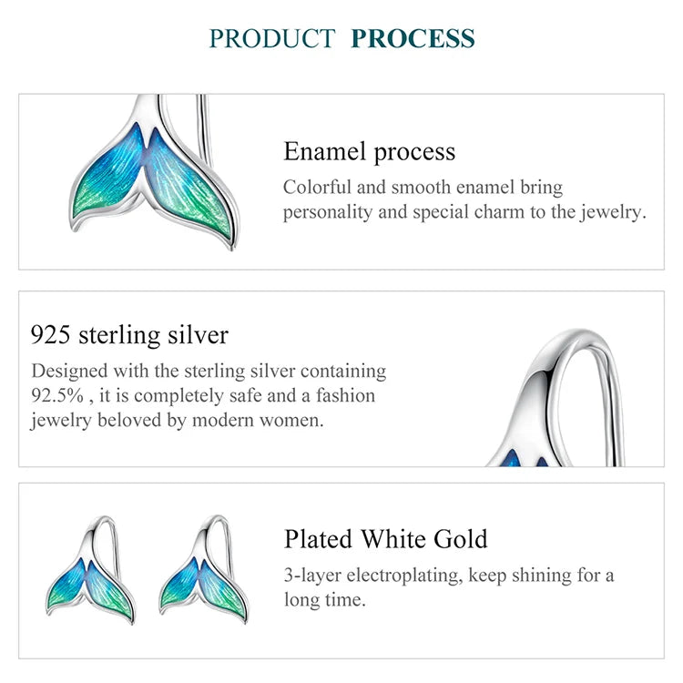 Bamoer 925 Silver Mermaid & Starfish Ocean Hoop Earrings