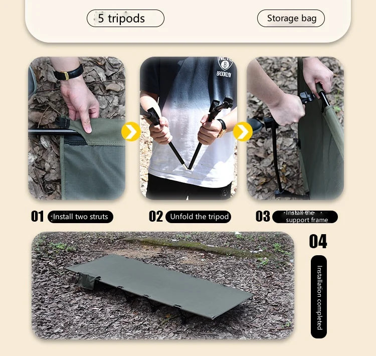 WANDERING TIME Camping bed, portable folding bed, camping travel backpack, hiking sleep bed, outdoor ultra-light small tent bed