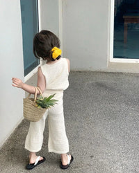 Girls’ Summer Knitted Two-Piece Set Vest & Pants 2024