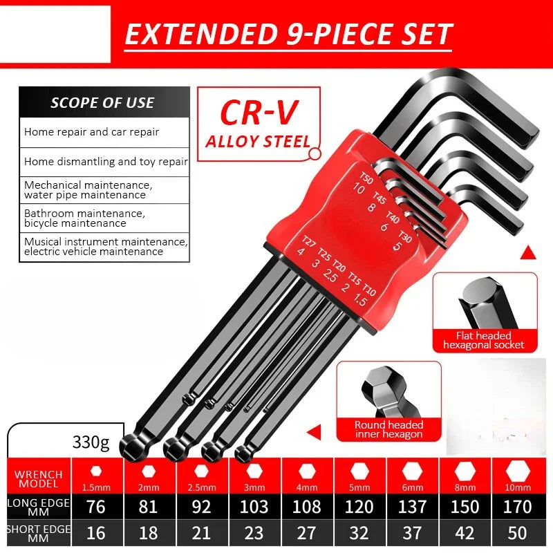 Allen Key Set Hex Wrench Screwdriver Metric Tool Kit