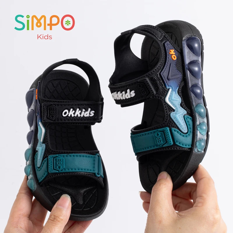 Sport Sandals For Children Breathable Wear-resistant Soft Shoes With Adjustable Velcro Boys & Girls Outdoor Footwear Summer