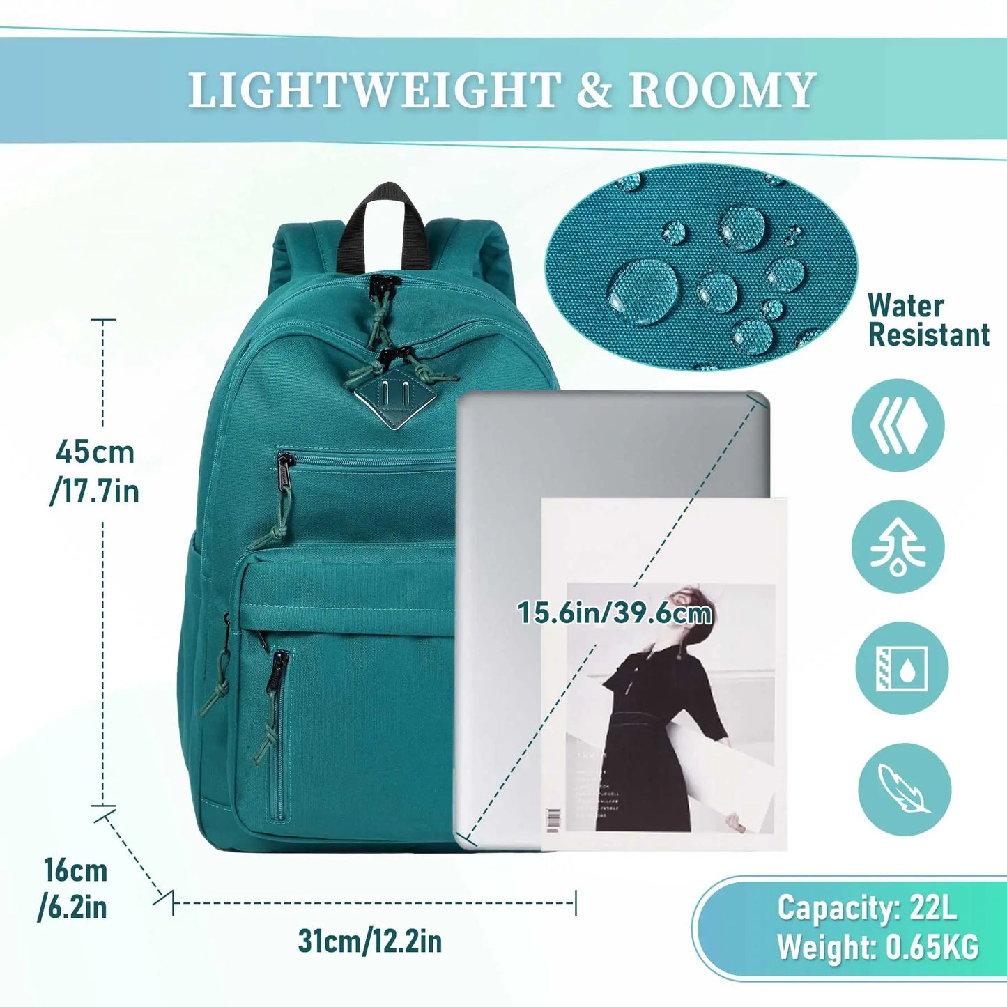 School Backpack,Two Compartments Daypack Bookbag Schoolbag for High School Teen Boy Girls/College/Work/Men Women