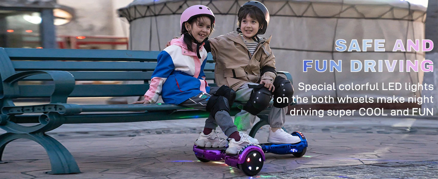 RCB Hoverboard, 6.5 Inch Two Wheel Hoverboard with Bluetooth Speaker with LED Light, Hoverboard Great Gift for Kids and Adults