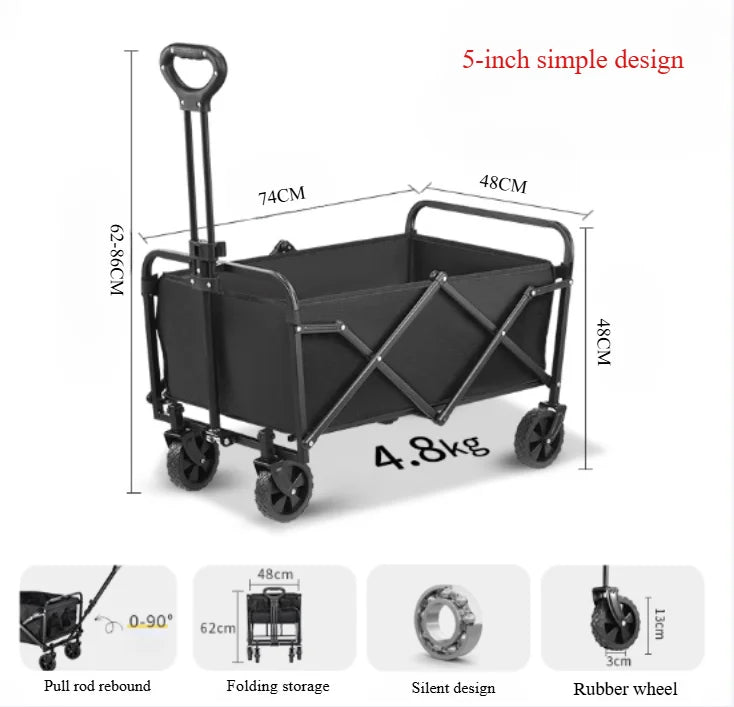 Outdoor Camping Cart – Large Capacity Foldable Trolley